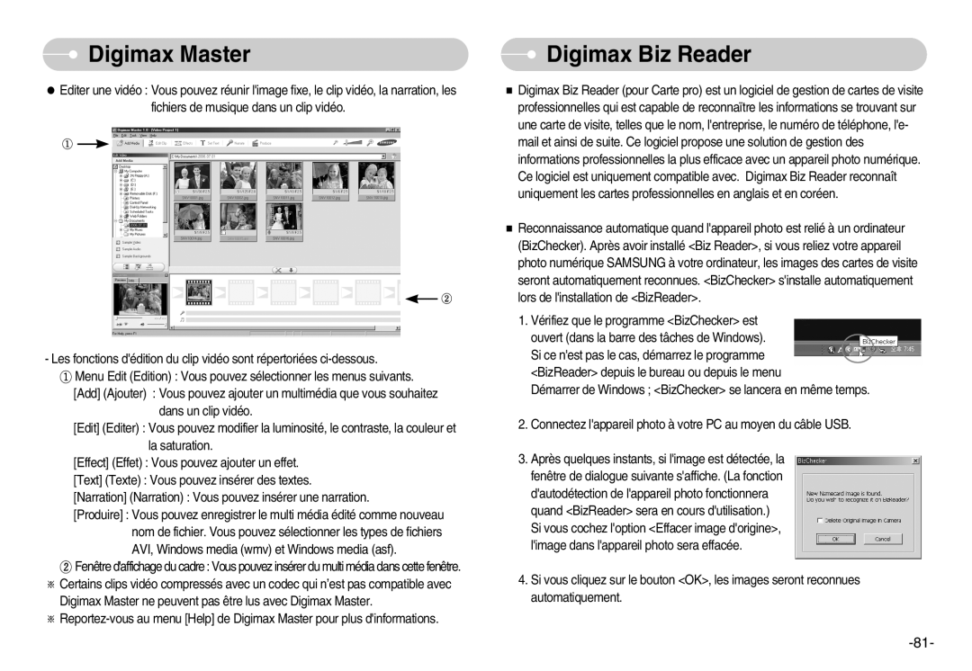 Samsung EC-NV11ZBDA/DE, EC-NV11ZBBA/FR, EC-NV11ZBDA/E3 manual Digimax Biz Reader 