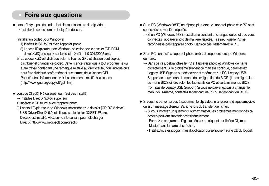 Samsung EC-NV11ZBDA/E3, EC-NV11ZBBA/FR, EC-NV11ZBDA/DE manual Foire aux questions 