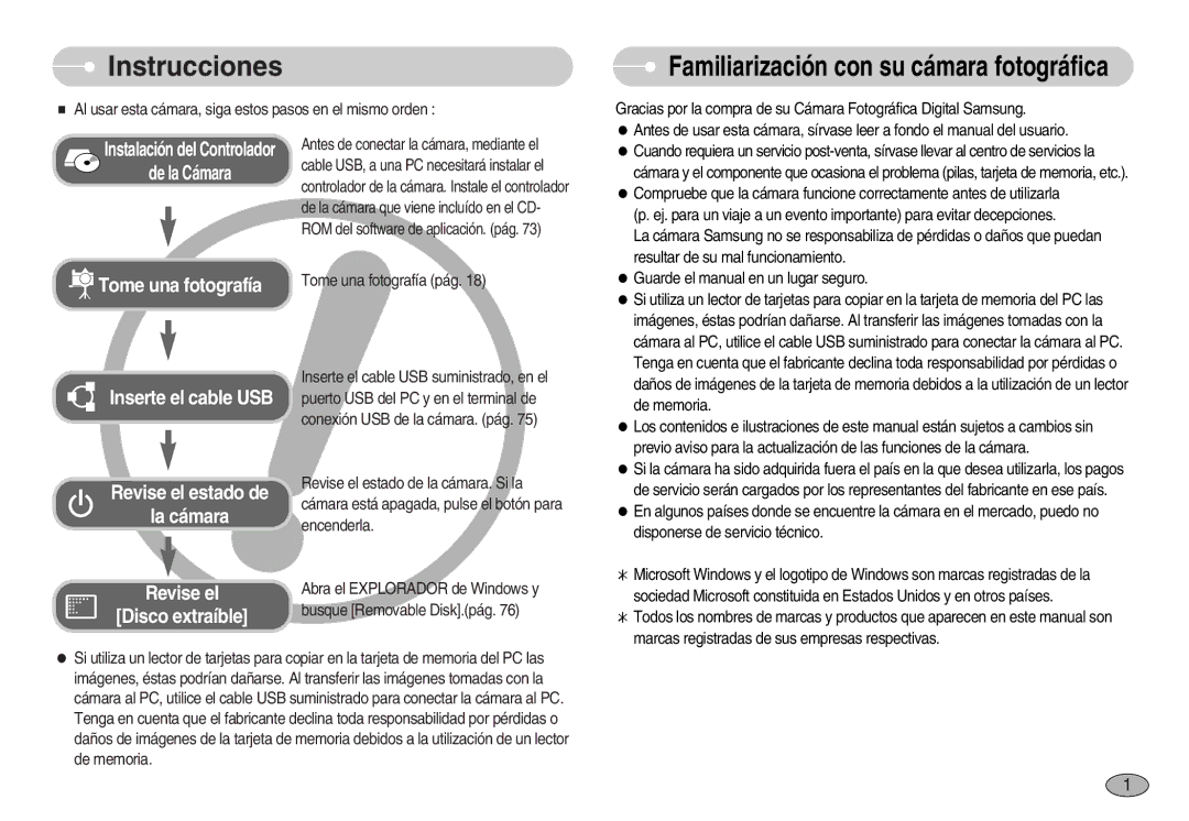 Samsung EC-NV11ZBBC/E1, EC-NV11ZBDA/DE, EC-NV11ZBBA/IT manual Instrucciones, Familiarización con su cámara fotográfica 