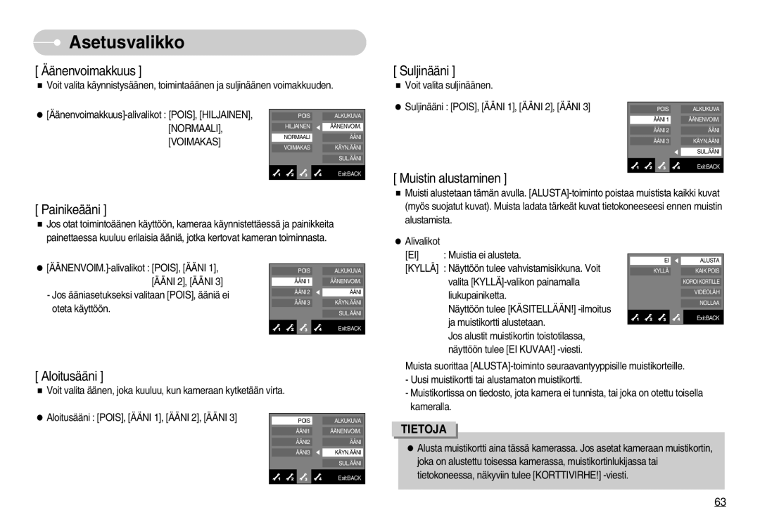 Samsung EC-NV11ZBBC/E2, EC-NV11ZBDA/DE, EC-NV11ZBBB/E2 manual Aloitusääni 