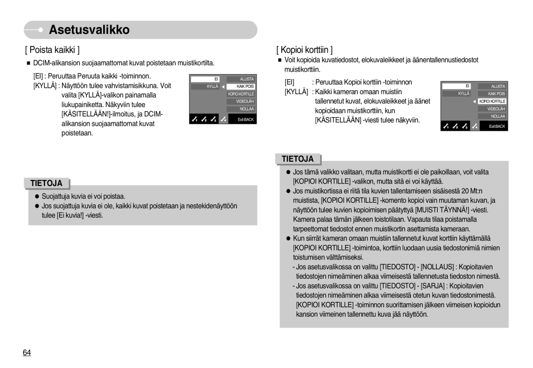 Samsung EC-NV11ZBBB/E2, EC-NV11ZBDA/DE, EC-NV11ZBBC/E2 manual Poista kaikki 