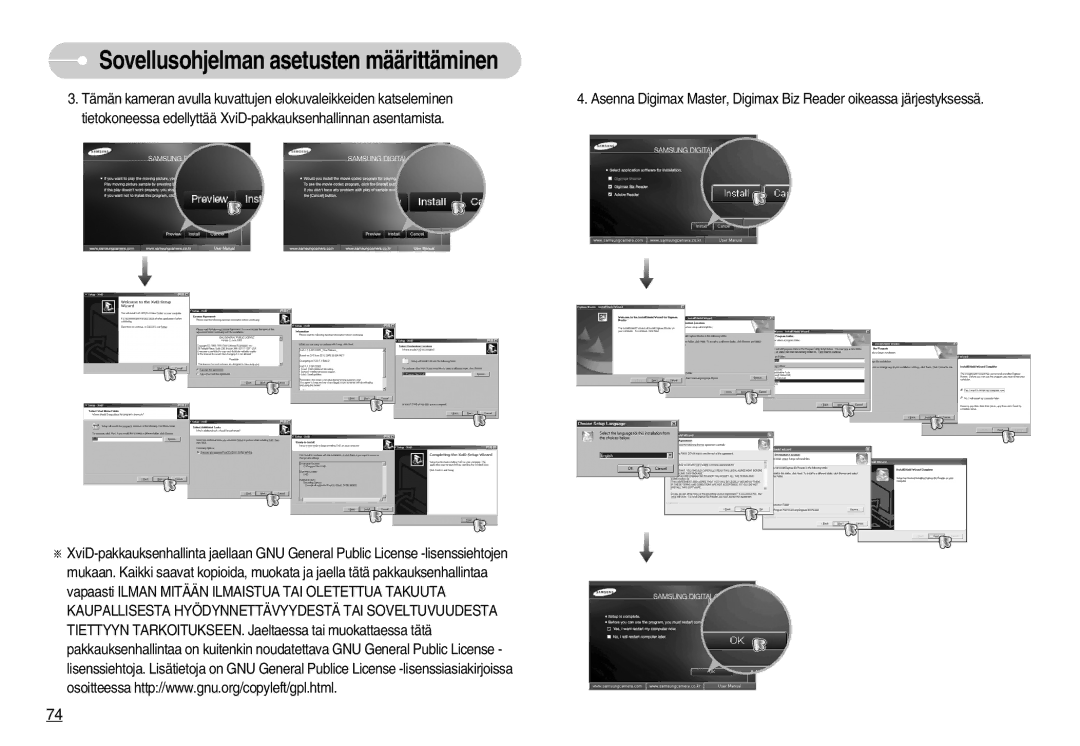 Samsung EC-NV11ZBDA/DE, EC-NV11ZBBC/E2, EC-NV11ZBBB/E2 manual Sovellusohjelman asetusten määrittäminen 