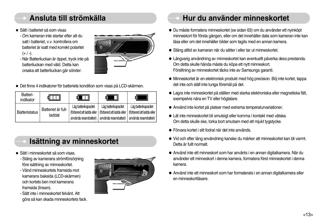 Samsung EC-NV11ZBBB/E2, EC-NV11ZBDA/DE, EC-NV11ZBBC/E2 manual Isättning av minneskortet, Hur du använder minneskortet 