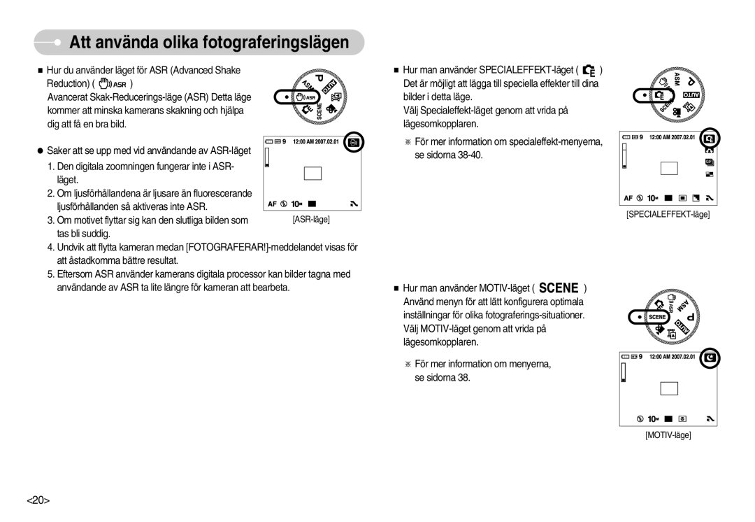 Samsung EC-NV11ZBDA/DE, EC-NV11ZBBC/E2, EC-NV11ZBBB/E2 manual SPECIALEFFEKT-läge MOTIV-läge 