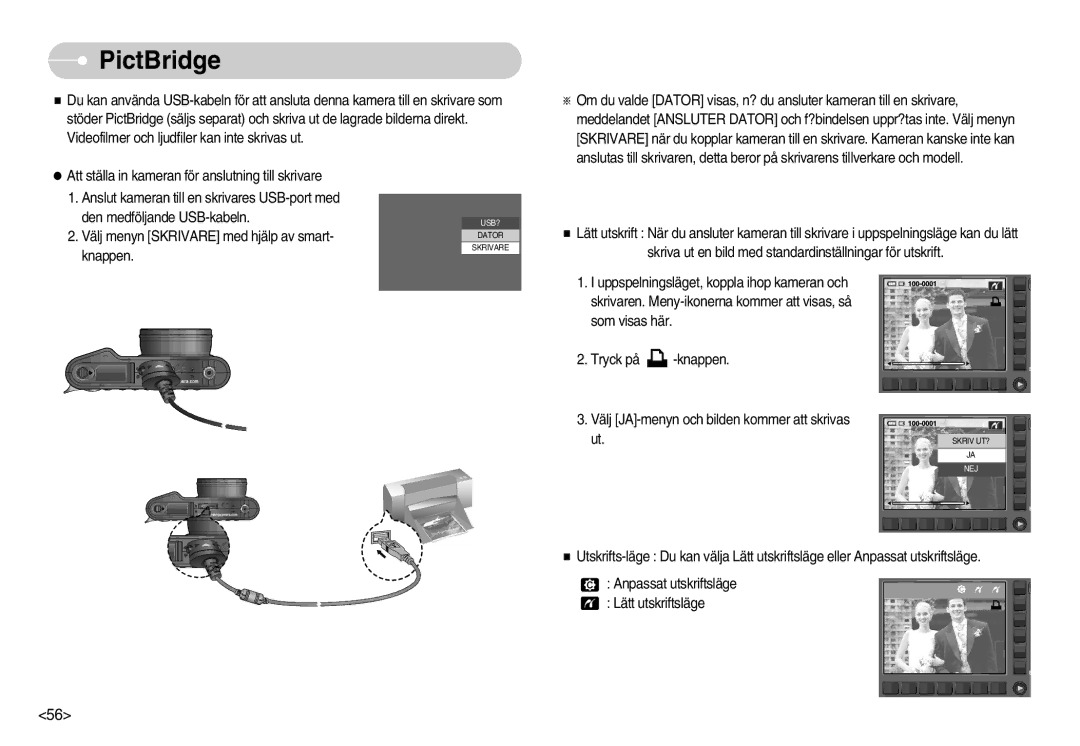 Samsung EC-NV11ZBDA/DE, EC-NV11ZBBC/E2, EC-NV11ZBBB/E2 manual PictBridge 