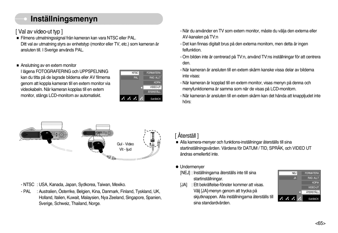 Samsung EC-NV11ZBDA/DE, EC-NV11ZBBC/E2, EC-NV11ZBBB/E2 manual Val av video-ut typ 