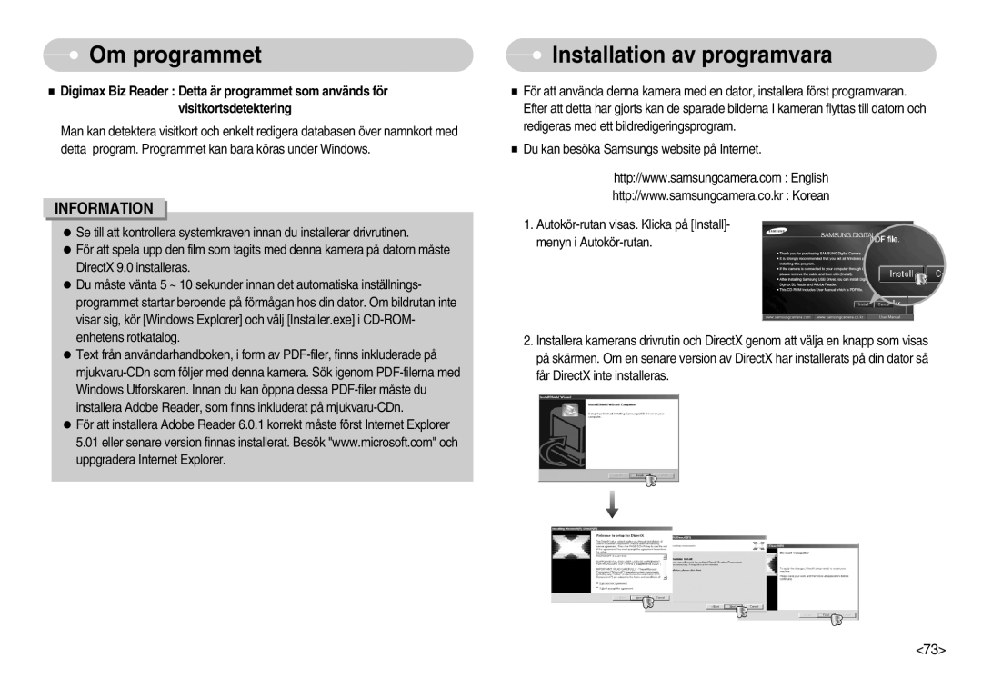 Samsung EC-NV11ZBBB/E2, EC-NV11ZBDA/DE, EC-NV11ZBBC/E2 manual Installation av programvara 