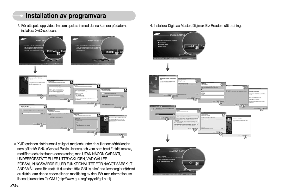 Samsung EC-NV11ZBDA/DE, EC-NV11ZBBC/E2, EC-NV11ZBBB/E2 manual Installation av programvara 