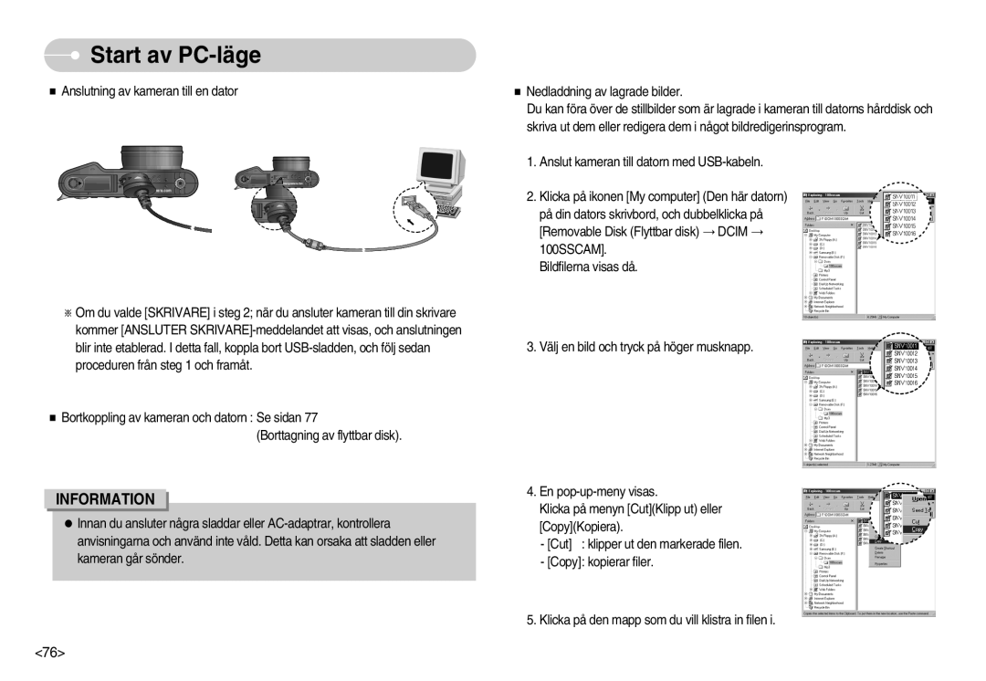 Samsung EC-NV11ZBBB/E2, EC-NV11ZBDA/DE, EC-NV11ZBBC/E2 manual Start av PC-läge 