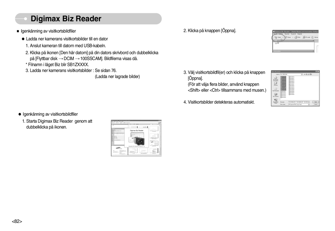 Samsung EC-NV11ZBBB/E2, EC-NV11ZBDA/DE, EC-NV11ZBBC/E2 manual Digimax Biz Reader 