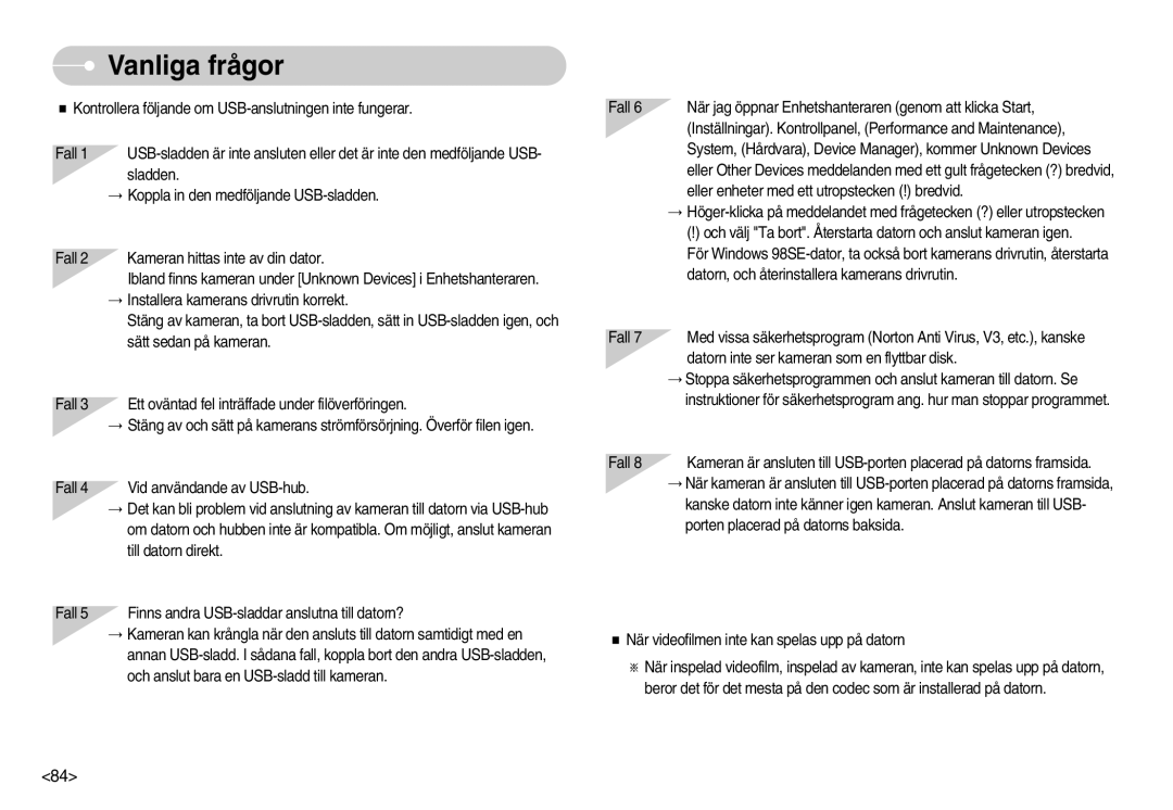 Samsung EC-NV11ZBBC/E2, EC-NV11ZBDA/DE, EC-NV11ZBBB/E2 manual Vanliga frågor 