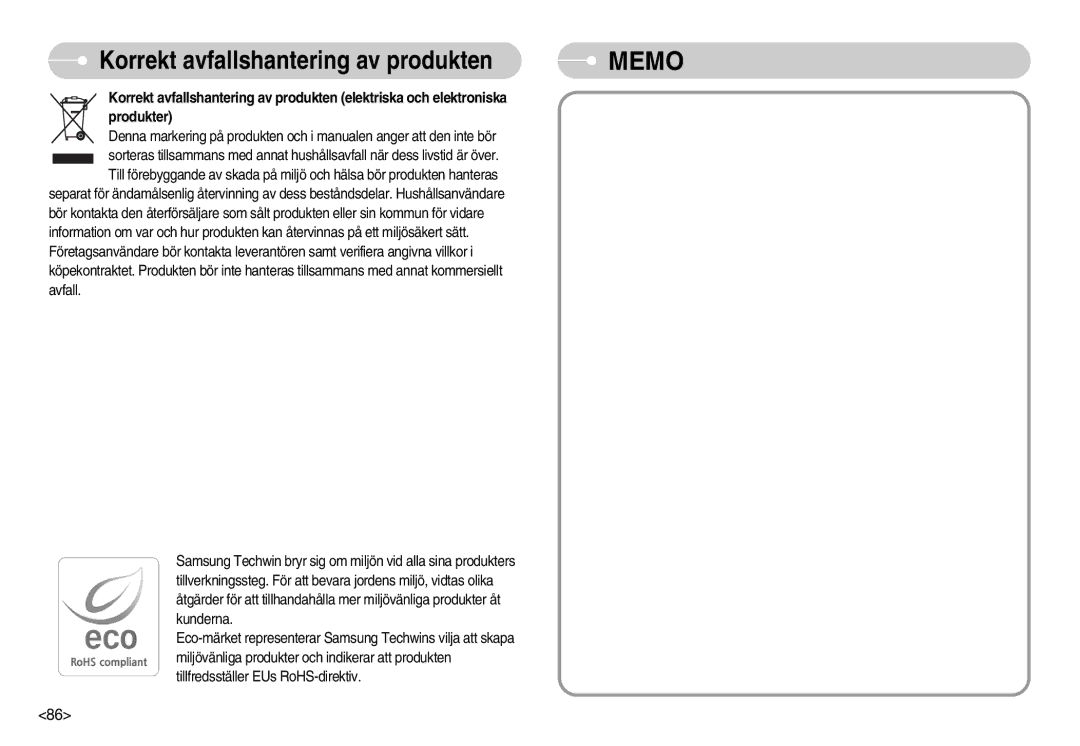 Samsung EC-NV11ZBDA/DE, EC-NV11ZBBC/E2, EC-NV11ZBBB/E2 manual Memo 