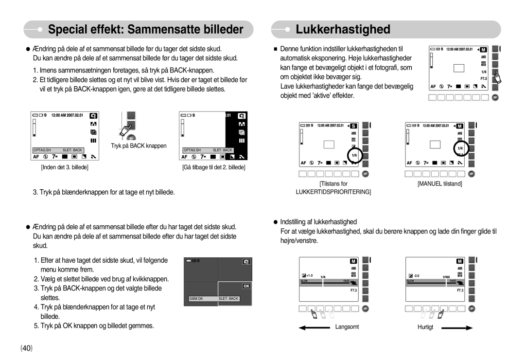 Samsung EC-NV11ZBBB/E2, EC-NV11ZBDA/DE, EC-NV11ZBBC/E2 manual Lukkerhastighed 