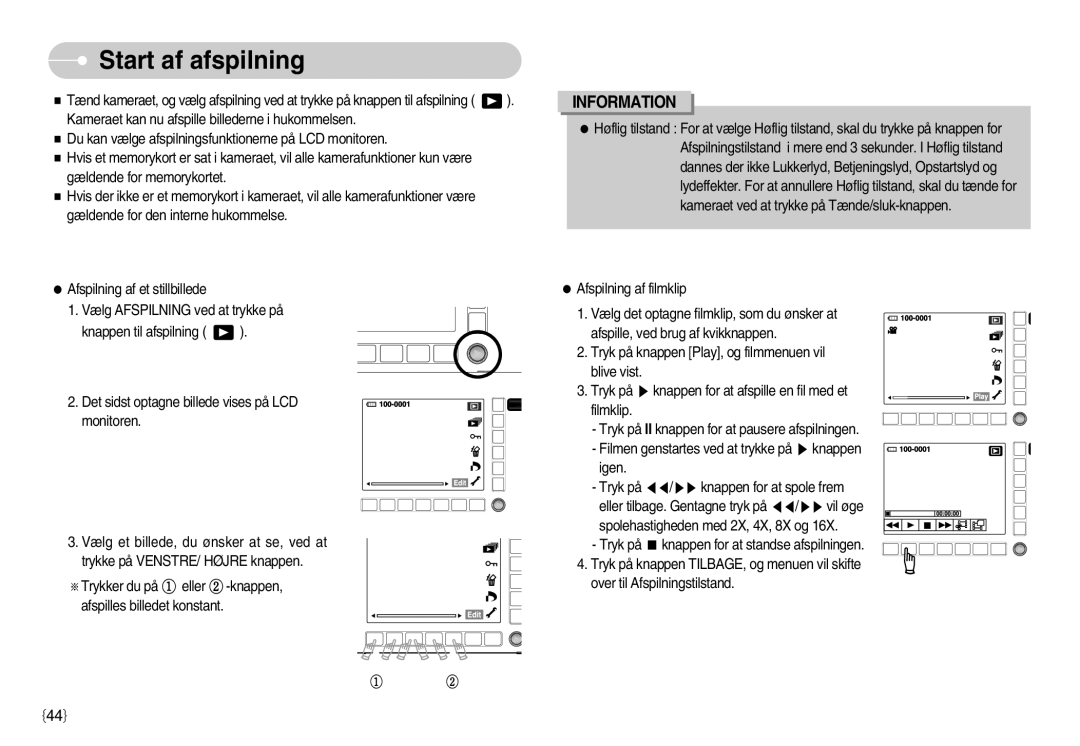 Samsung EC-NV11ZBDA/DE, EC-NV11ZBBC/E2, EC-NV11ZBBB/E2 manual Start af afspilning 