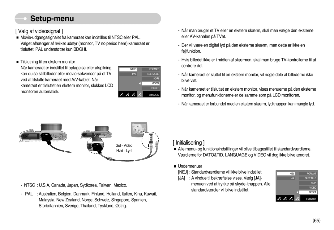 Samsung EC-NV11ZBDA/DE, EC-NV11ZBBC/E2, EC-NV11ZBBB/E2 manual Valg af videosignal 