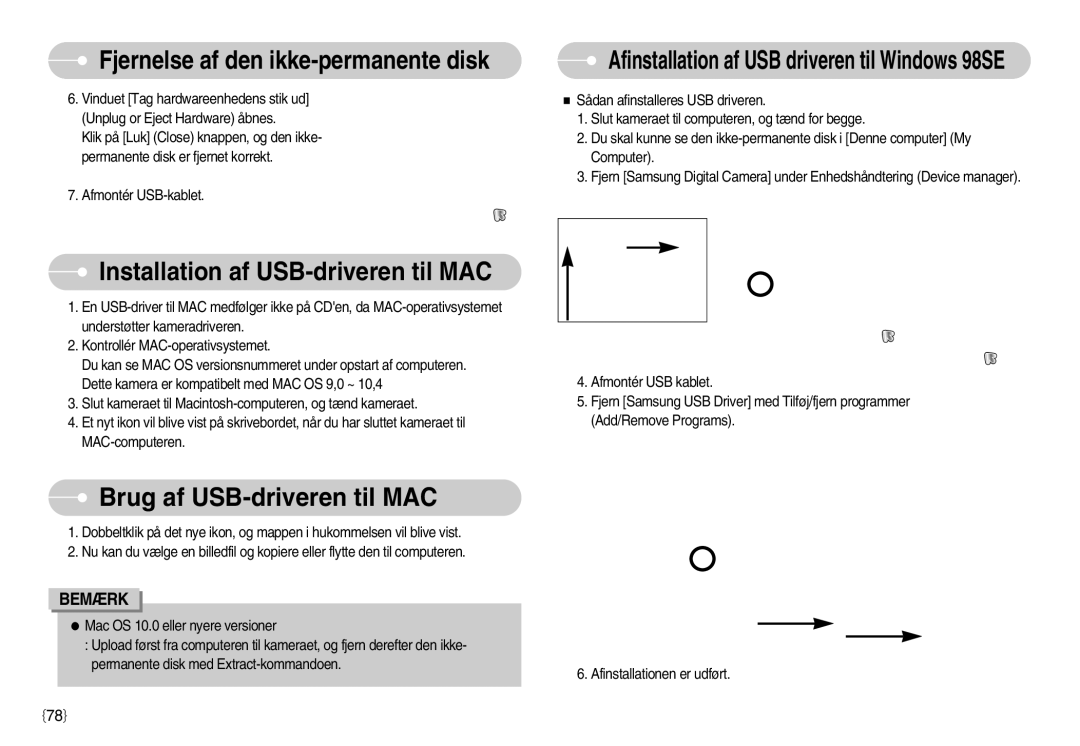 Samsung EC-NV11ZBBC/E2, EC-NV11ZBDA/DE, EC-NV11ZBBB/E2 Installation af USB-driveren til MAC, Brug af USB-driveren til MAC 