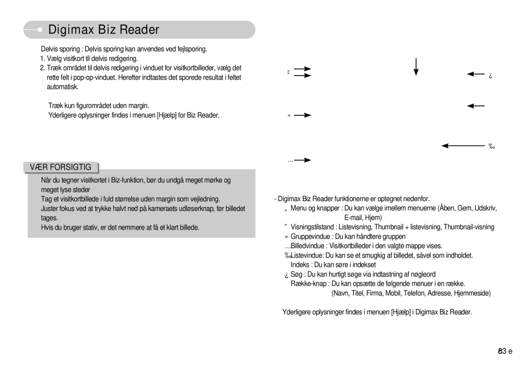 Samsung EC-NV11ZBDA/DE, EC-NV11ZBBC/E2, EC-NV11ZBBB/E2 manual VÆR Forsigtig 