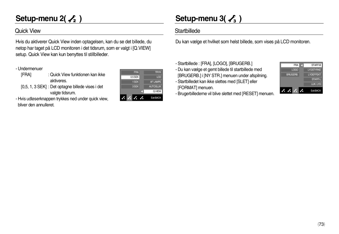 Samsung EC-NV15ZSDA/E3, EC-NV15ZBBA/E2, EC-NV15ZSBA/E2 manual Quick View, Startbillede 