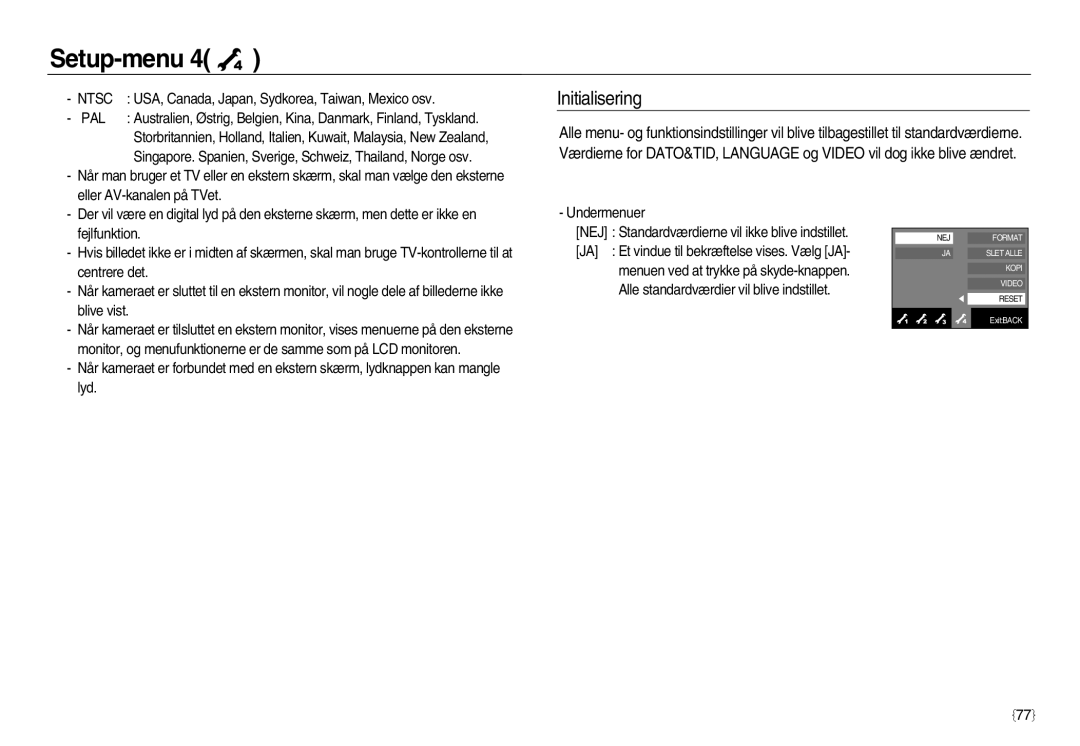 Samsung EC-NV15ZBBA/E2, EC-NV15ZSBA/E2, EC-NV15ZSDA/E3 manual Initialisering, Ntsc 