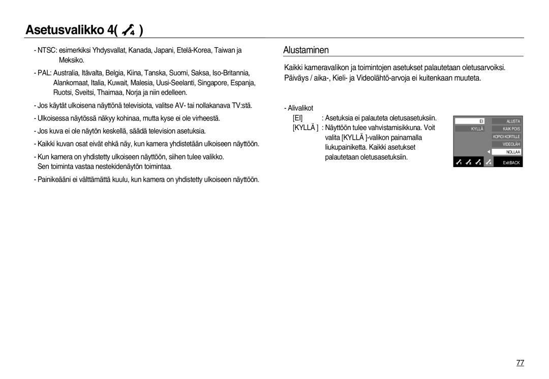 Samsung EC-NV15ZBBA/E2, EC-NV15ZSBA/E2, EC-NV15ZSDA/E3 manual Alustaminen 