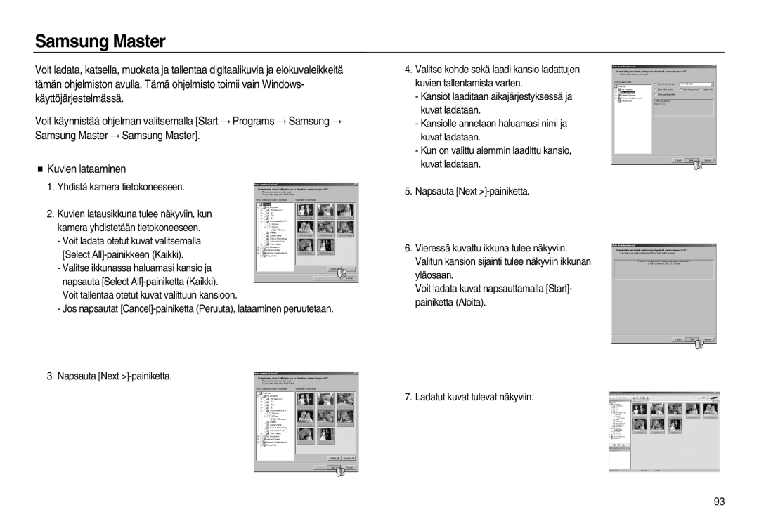 Samsung EC-NV15ZSBA/E2, EC-NV15ZBBA/E2, EC-NV15ZSDA/E3 manual Samsung Master, Yhdistä kamera tietokoneeseen 