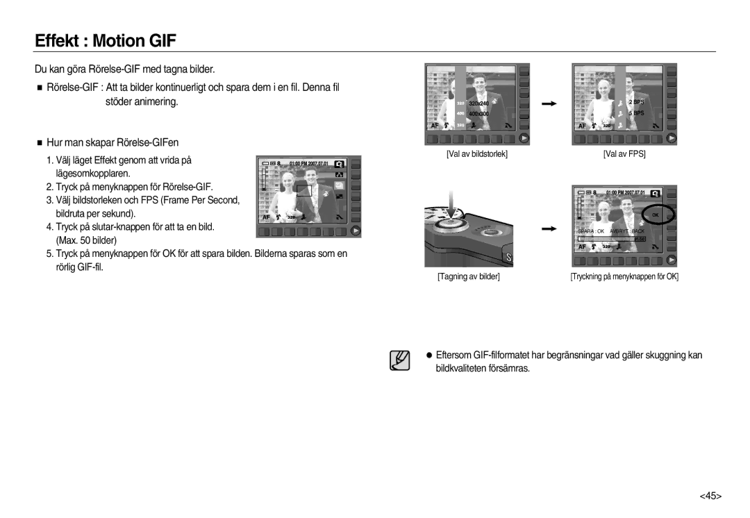 Samsung EC-NV15ZSBA/E2, EC-NV15ZBBA/E2, EC-NV15ZSDA/E3 manual Effekt Motion GIF 