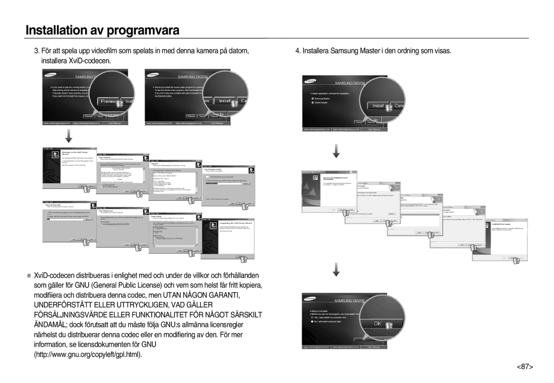 Samsung EC-NV15ZSBA/E2, EC-NV15ZBBA/E2, EC-NV15ZSDA/E3 manual Installation av programvara 