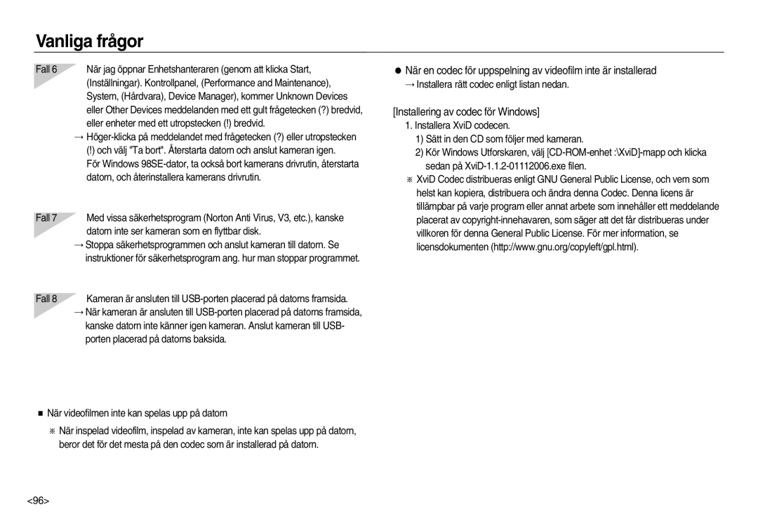 Samsung EC-NV15ZSBA/E2, EC-NV15ZBBA/E2, EC-NV15ZSDA/E3 manual Installering av codec för Windows 