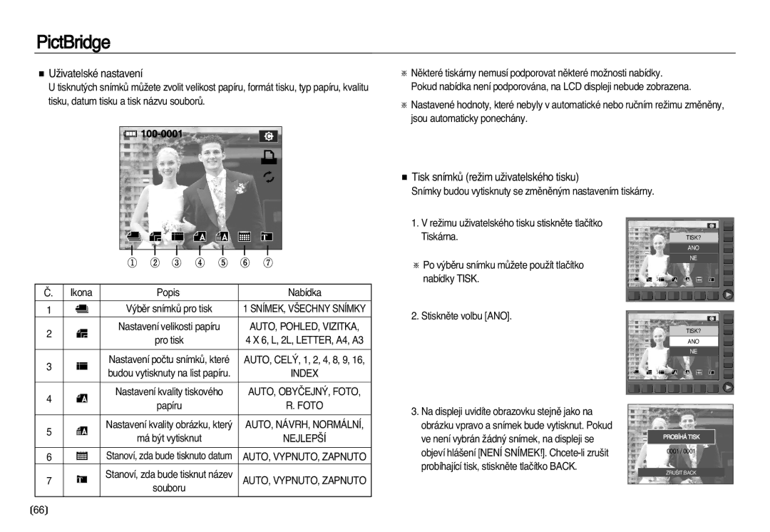 Samsung EC-NV15ZBDA/E3 manual UÏivatelské nastavení, Tisk snímkÛ reÏim uÏivatelského tisku, Foto, Nejlep·Í 