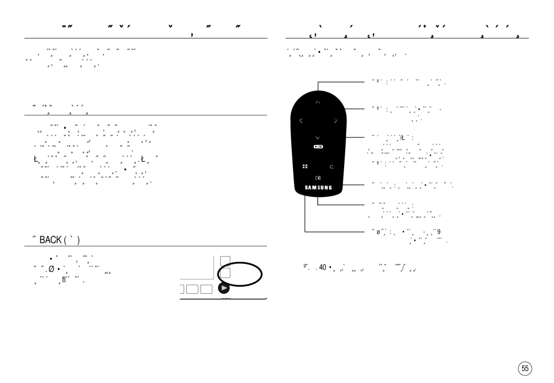 Samsung EC-NV15ZBBA/E2, EC-NV15ZSBA/E1, EC-NV15ZSBA/E2, EC-NV15ZBBA/E1 manual ÄÌÓÔÍ‡ ÂÊËÏ‡ ‚ÓÒÔÓËÁ‚Â‰ÂÌËﬂ, ÄÌÓÔÍ‡ Back ç‡Á‡‰ 