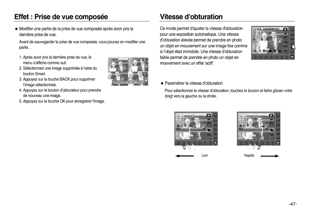 Samsung EC-NV15ZSBA/E1, EC-NV15ZBBA/E2, EC-NV15ZSBA/E2, EC-NV15ZBBA/E1, EC-NV15ZSDA/E3, EC-NV15ZBDA/E3 Vitesse dobturation 