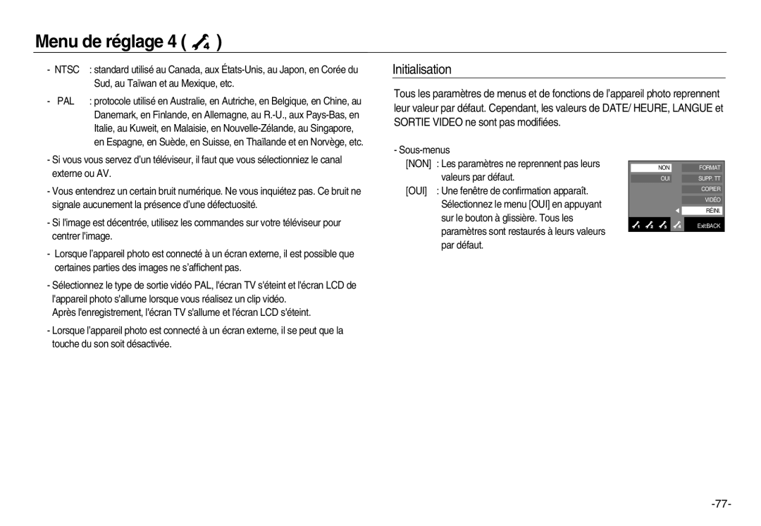 Samsung EC-NV15ZSBA/E1, EC-NV15ZBBA/E2, EC-NV15ZSBA/E2, EC-NV15ZBBA/E1, EC-NV15ZSDA/E3, EC-NV15ZBDA/E3 Initialisation, Ntsc 