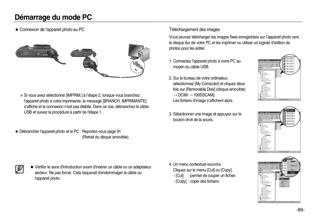 Samsung EC-NV15ZSBA/E1, EC-NV15ZBBA/E2, EC-NV15ZSBA/E2, EC-NV15ZBBA/E1, EC-NV15ZSDA/E3 manual Téléchargement des images 