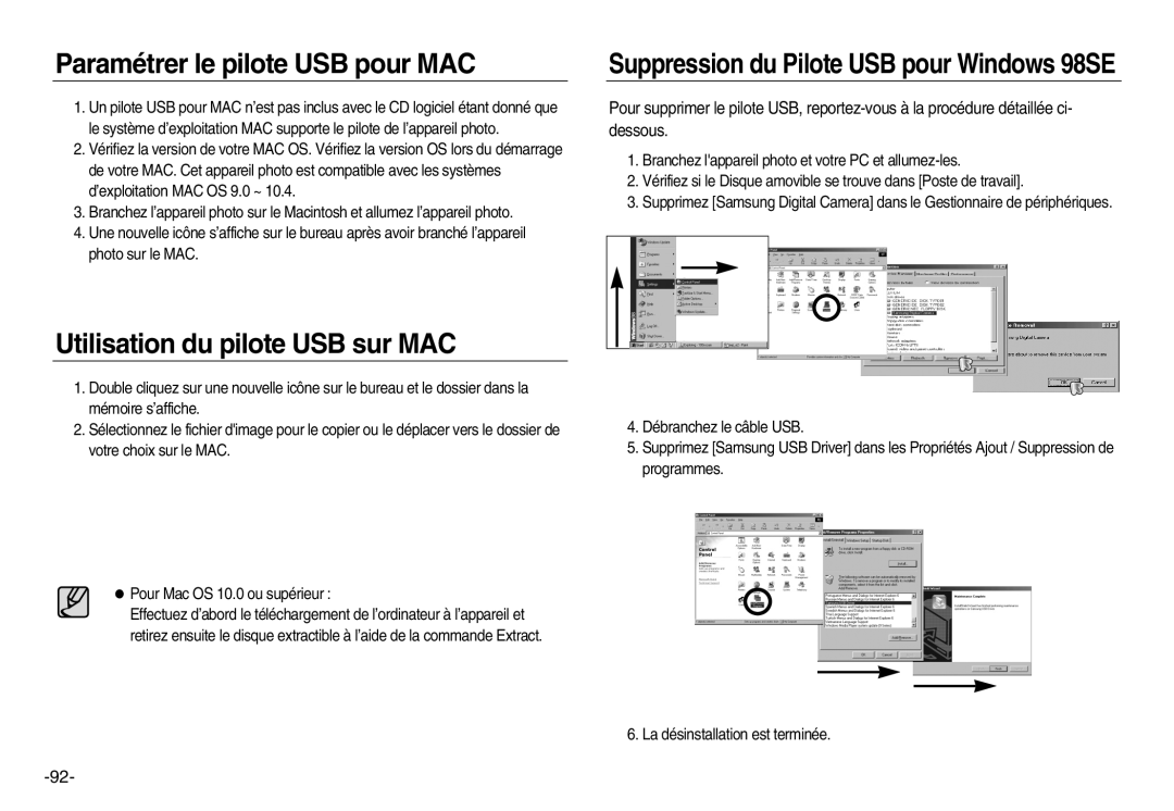 Samsung EC-NV15ZBBA/E1, EC-NV15ZSBA/E1, EC-NV15ZBBA/E2 Paramétrer le pilote USB pour MAC, Utilisation du pilote USB sur MAC 