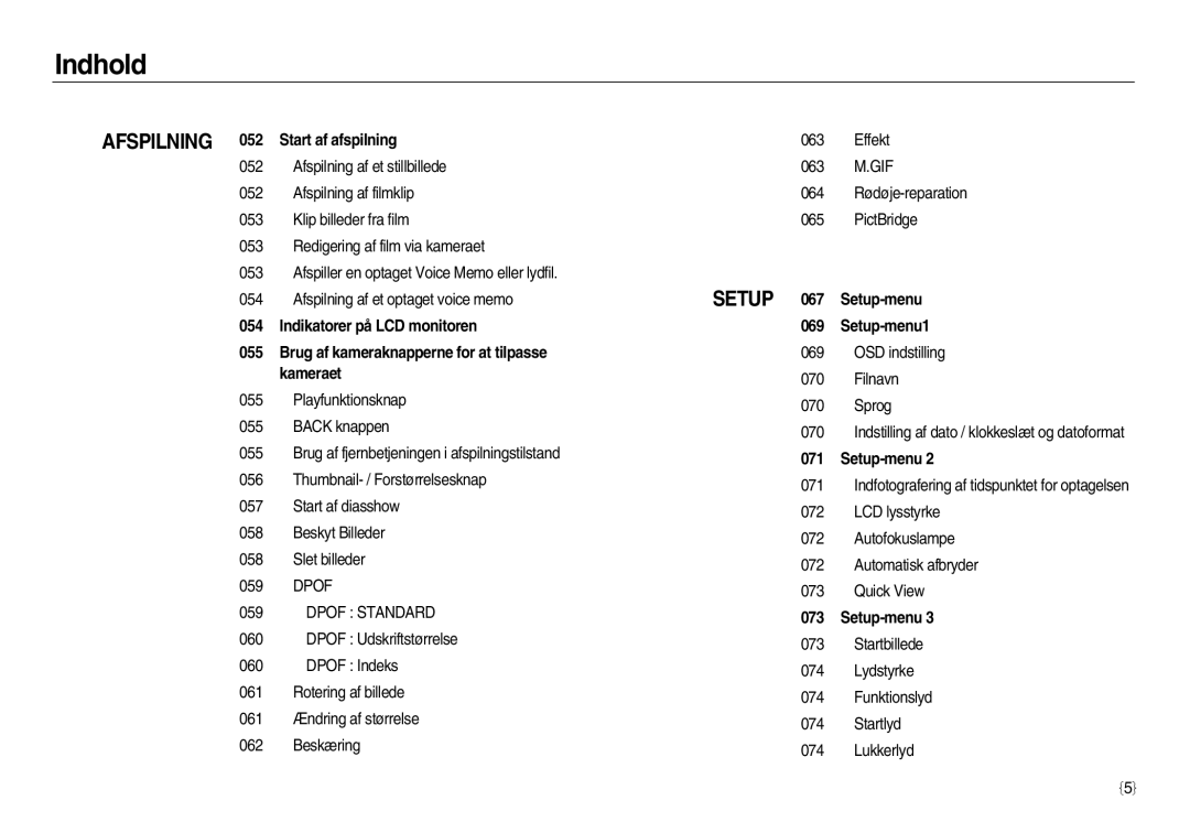 Samsung EC-NV20ZBBA/E3, EC-NV20ZBBA/E2, EC-NV20ZSBA/E2 manual Afspilning 052 Start af afspilning, Dpof Standard 