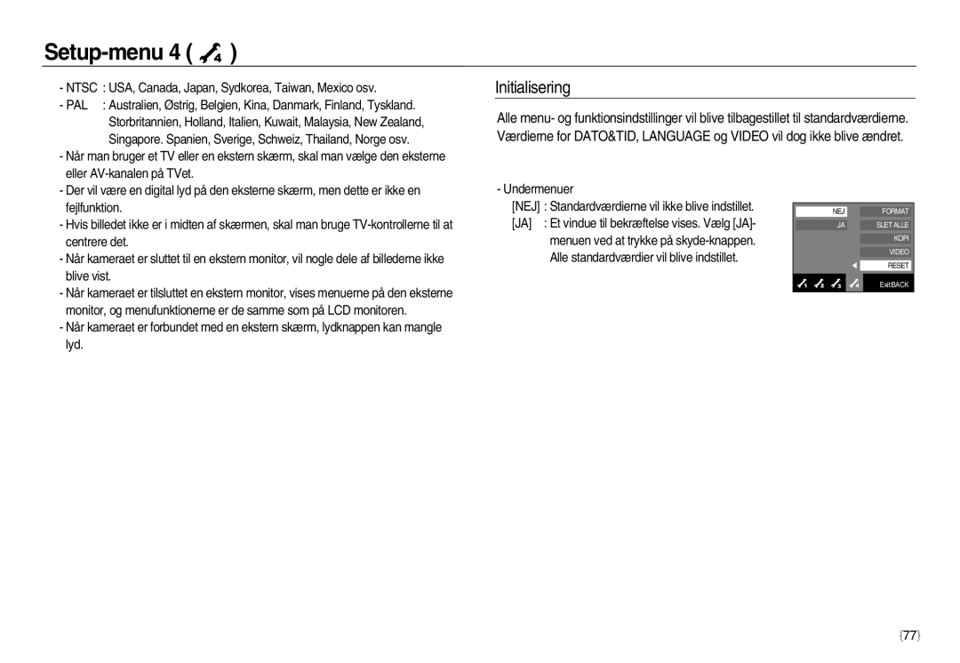 Samsung EC-NV20ZBBA/E3, EC-NV20ZBBA/E2, EC-NV20ZSBA/E2 manual Initialisering 