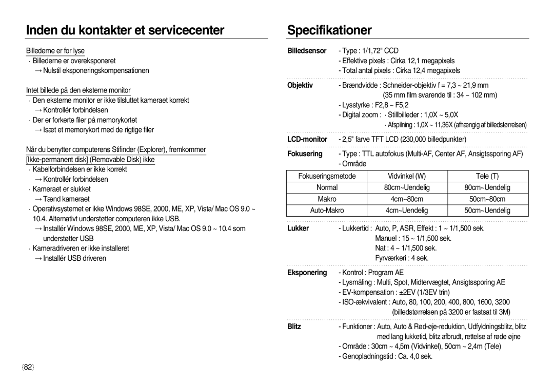 Samsung EC-NV20ZSBA/E2, EC-NV20ZBBA/E3, EC-NV20ZBBA/E2 manual Specifikationer, Billedsensor 