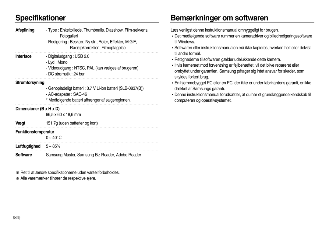 Samsung EC-NV20ZBBA/E2, EC-NV20ZBBA/E3, EC-NV20ZSBA/E2 manual Bemærkninger om softwaren, Afspilning 