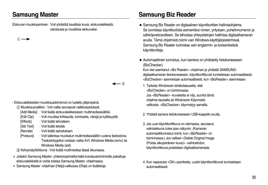 Samsung EC-NV20ZBBA/E3, EC-NV20ZBBA/E2, EC-NV20ZSBA/E2 manual Samsung Biz Reader 