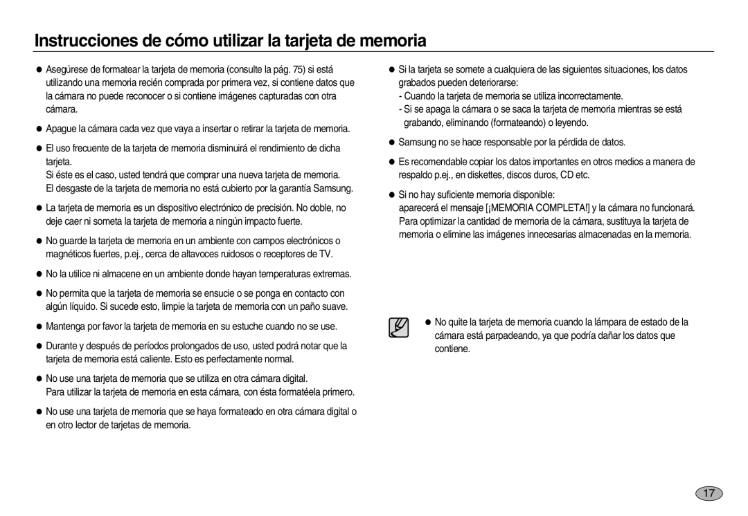 Samsung EC-NV20ZSBA/E1, EC-NV20ZBBA/E3, EC-NV20ZBBA/E1, EC-NV20ZBBB/AS Instrucciones de cómo utilizar la tarjeta de memoria 