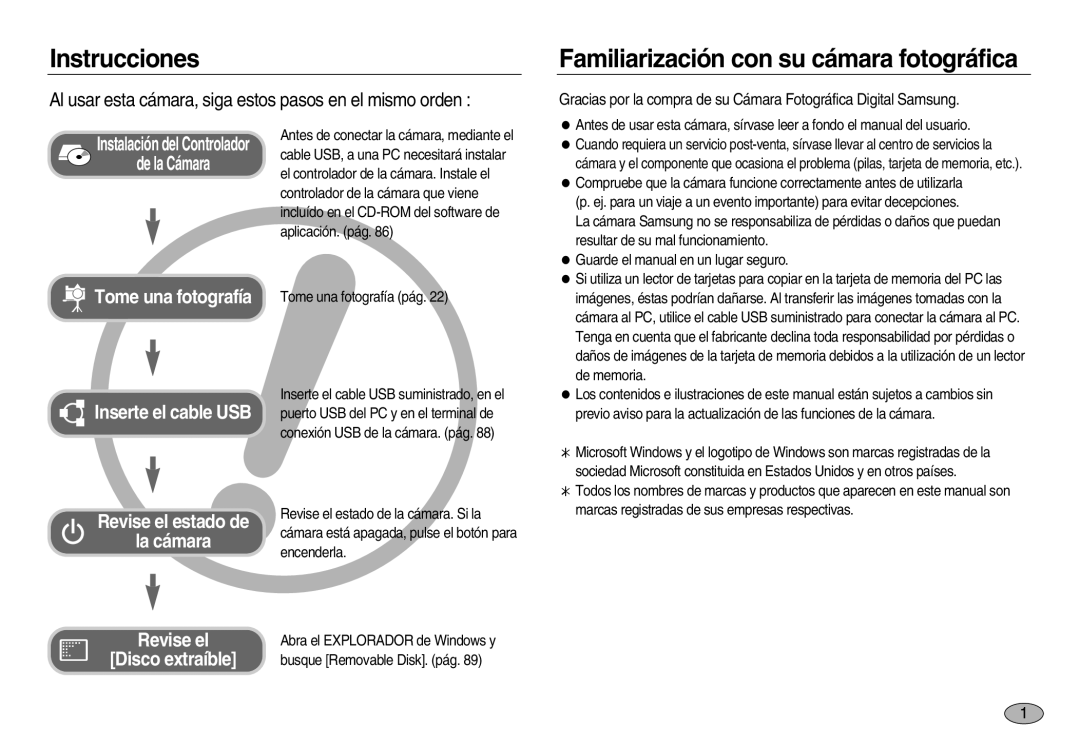 Samsung EC-NV20ZBBA/E1, EC-NV20ZSBA/E1, EC-NV20ZBBA/E3 manual Instrucciones, Familiarización con su cámara fotográfica 