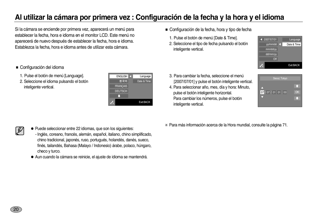 Samsung EC-NV20ZBBB/AS, EC-NV20ZSBA/E1, EC-NV20ZBBA/E3, EC-NV20ZBBA/E1, EC-NV20ZSBB/AS manual Configuración del idioma 