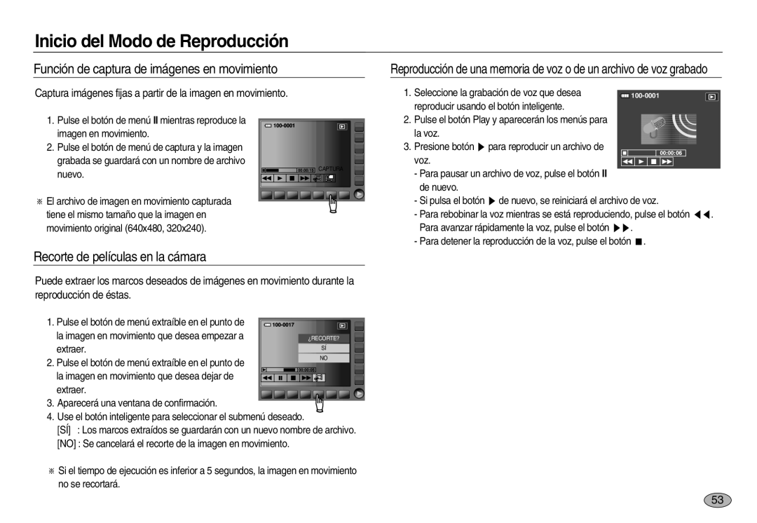 Samsung EC-NV20ZSBA/E1, EC-NV20ZBBA/E3 Función de captura de imágenes en movimiento, Recorte de películas en la cámara 