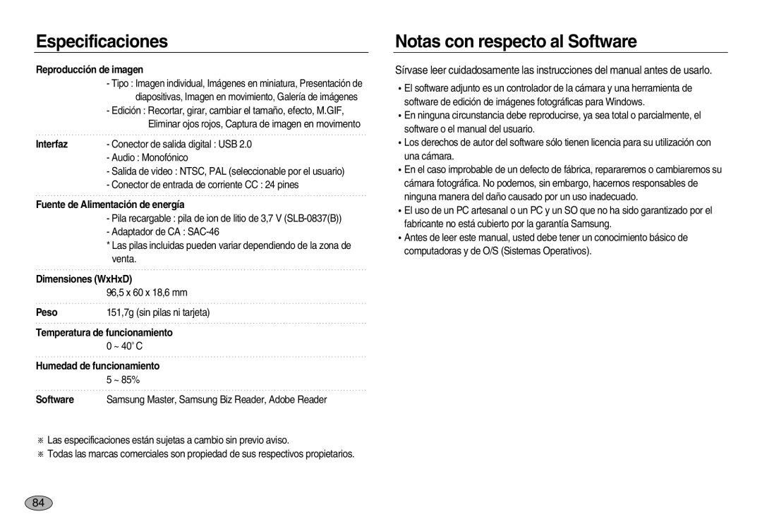 Samsung EC-NV20ZSBB/AS, EC-NV20ZSBA/E1, EC-NV20ZBBA/E3 manual Notas con respecto al Software, Reproducción de imagen 