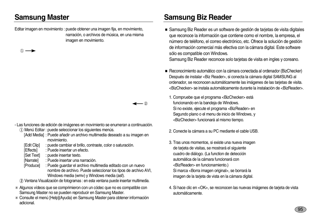 Samsung EC-NV20ZBBF/AS, EC-NV20ZSBA/E1, EC-NV20ZBBA/E3, EC-NV20ZBBA/E1, EC-NV20ZBBB/AS, EC-NV20ZSBB/AS manual Samsung Biz Reader 