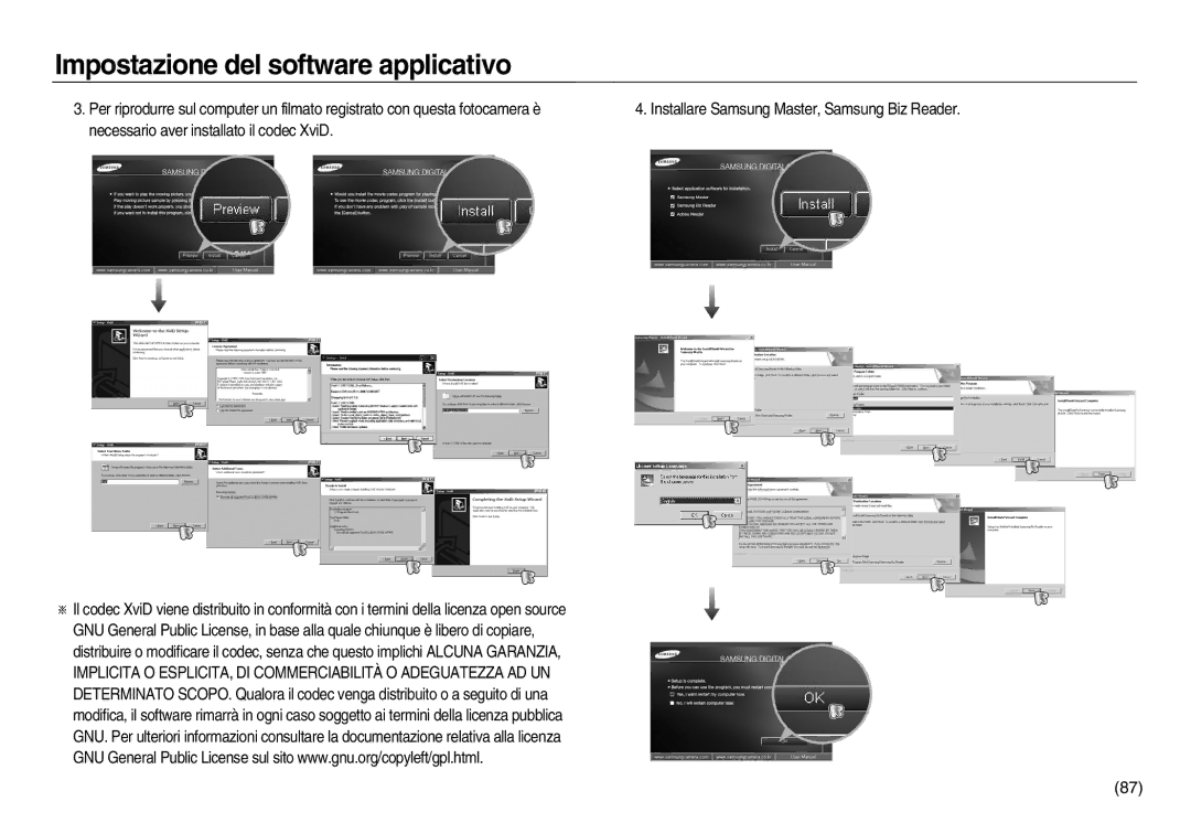 Samsung EC-NV20ZSBA/IT, EC-NV20ZSBA/E1, EC-NV20ZBBA/E3, EC-NV20ZBBA/E1, EC-NV20ZBBA/IT Impostazione del software applicativo 