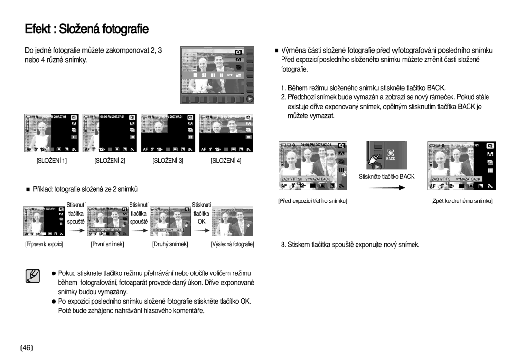 Samsung EC-NV20ZBBA/E3, EC-NV20ZSBA/E3 manual Efekt SloÏená fotografie 