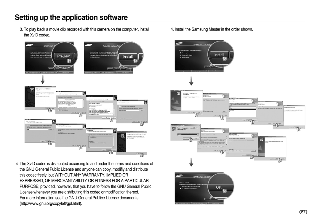 Samsung EC-NV20ZBAA, EC-NV20ZSBA/E3, EC-NV20ZSBA/FR, EC-NV20ZBBA/FR, EC-NV20ZSBA/E1 manual Setting up the application software 