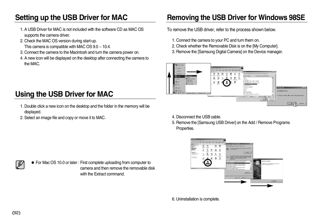 Samsung EC-NV20ZBBE/AS, EC-NV20ZSBA/E3, EC-NV20ZSBA/FR manual Setting up the USB Driver for MAC, Using the USB Driver for MAC 