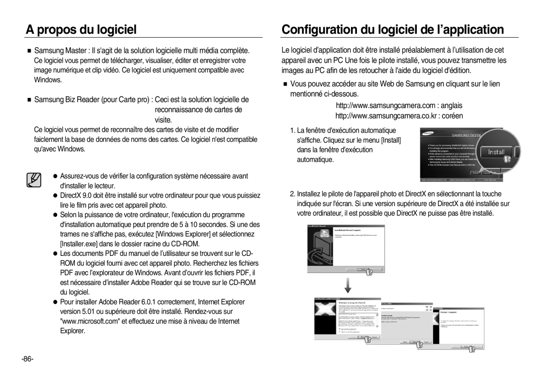 Samsung EC-NV20ZSBA/E2, EC-NV20ZSBA/E3, EC-NV20ZSBA/FR, EC-NV20ZBBA/FR manual Configuration du logiciel de l’application 